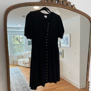 LPA black knit button up dress